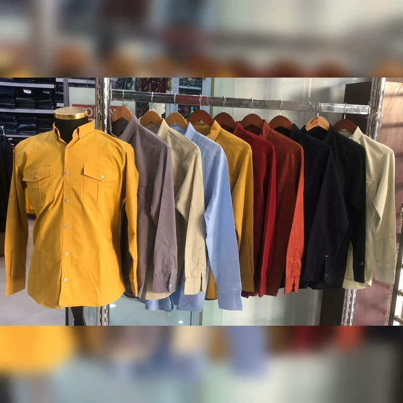 پیراهن کتان دو جیب آستین بلند S.KO